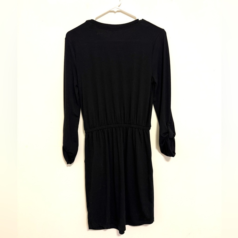 2/$30 Zenana Outfitters Black Long Roll Tab Sleeve Dress w/ Pockets – Size S - Picture 8 of 9